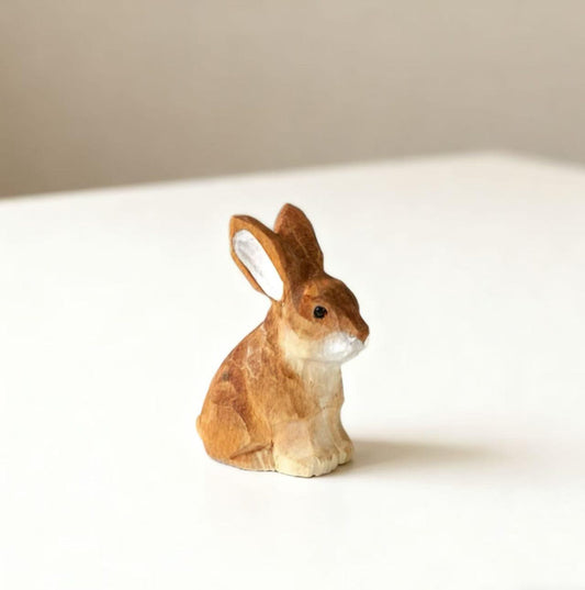 Hand-carved Wooden rabbit Ornament, Cute Wooden rabbit Desk Ornament, Hand Carved Wood Figurine