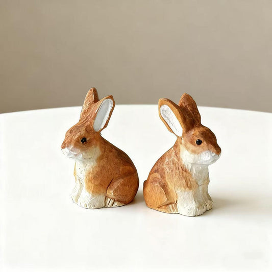 Hand-carved Wooden rabbit Ornament, Cute Wooden rabbit Desk Ornament, Hand Carved Wood Figurine